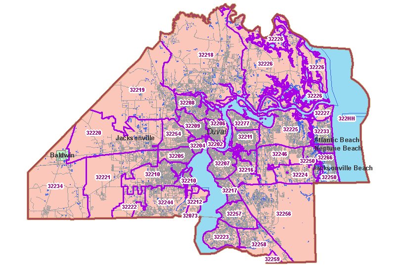 Duval County Zip Code Map Jacksonville Fl Hot Sex Picture 5514